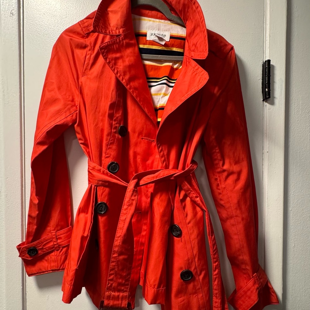 St. John's Bay Vibrant Orange Trench Coat